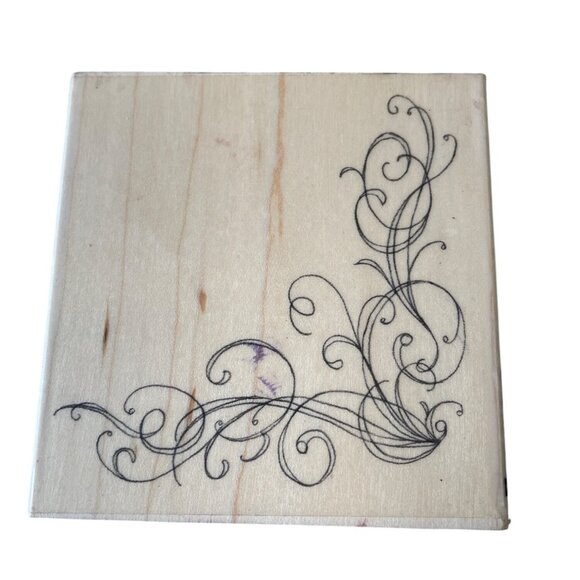 Wood-Mounted Rubber Stamps Set - Butterfly Swirls & Filigree Design for Crafting - Picture 2 of 7